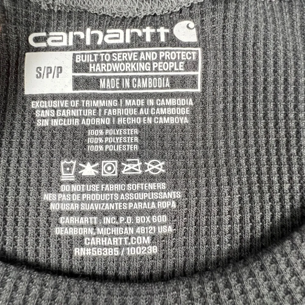 Carhartt Force Midweight Waffle Base Layer Crewneck Top Work Gray Mens Small NWT